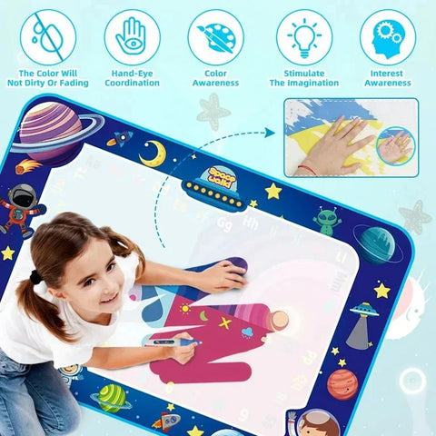 Kids Water Drawing Canvas Mat – Reusable Doodle Mat with Magic Pens (No Mess)